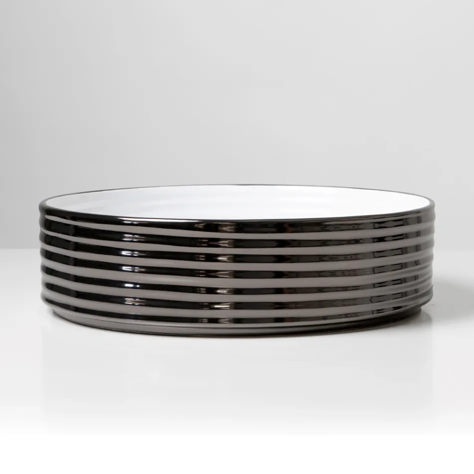 Bordvask i bølget porcelæn stentøj fremstillet i Italien - Vibrazione Viadurini