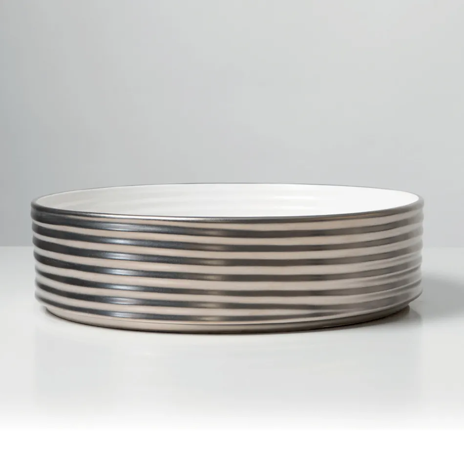 Bordvask i bølget porcelæn stentøj fremstillet i Italien - Vibrazione Viadurini