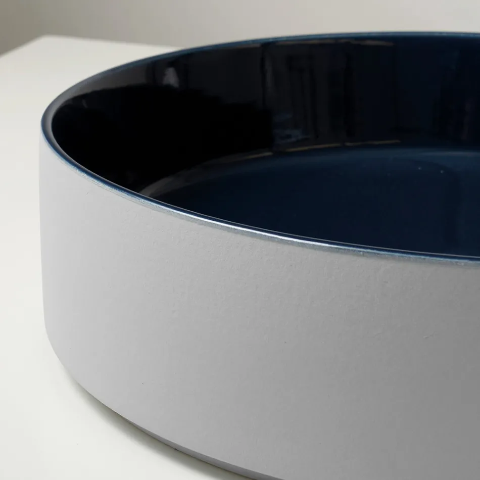 Halo hånddrejet porcelænsvask i stentøj, fremstillet i Italien Viadurini