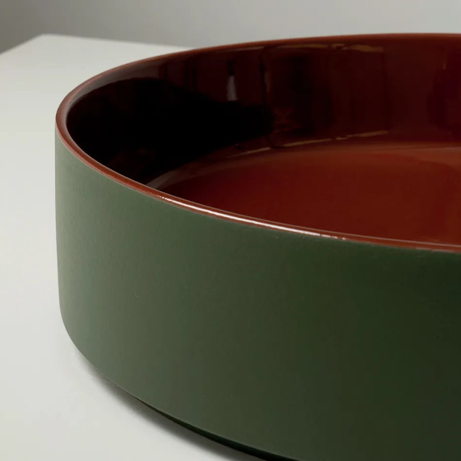 Halo hånddrejet porcelænsvask i stentøj, fremstillet i Italien Viadurini