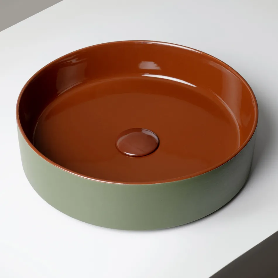 Halo hånddrejet porcelænsvask i stentøj, fremstillet i Italien Viadurini