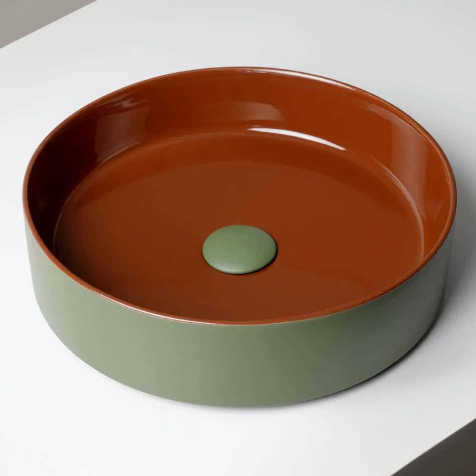 Halo hånddrejet porcelænsvask i stentøj, fremstillet i Italien Viadurini