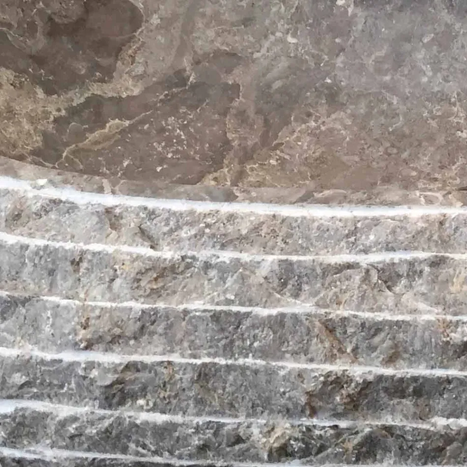 Ivy grå sten bordplade håndvask, unikt stykke Viadurini