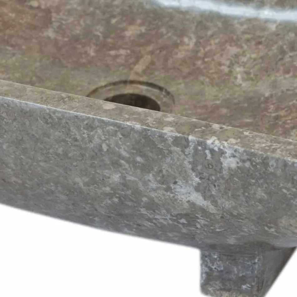 Iria grå naturgrund håndvask, unikt stykke Viadurini