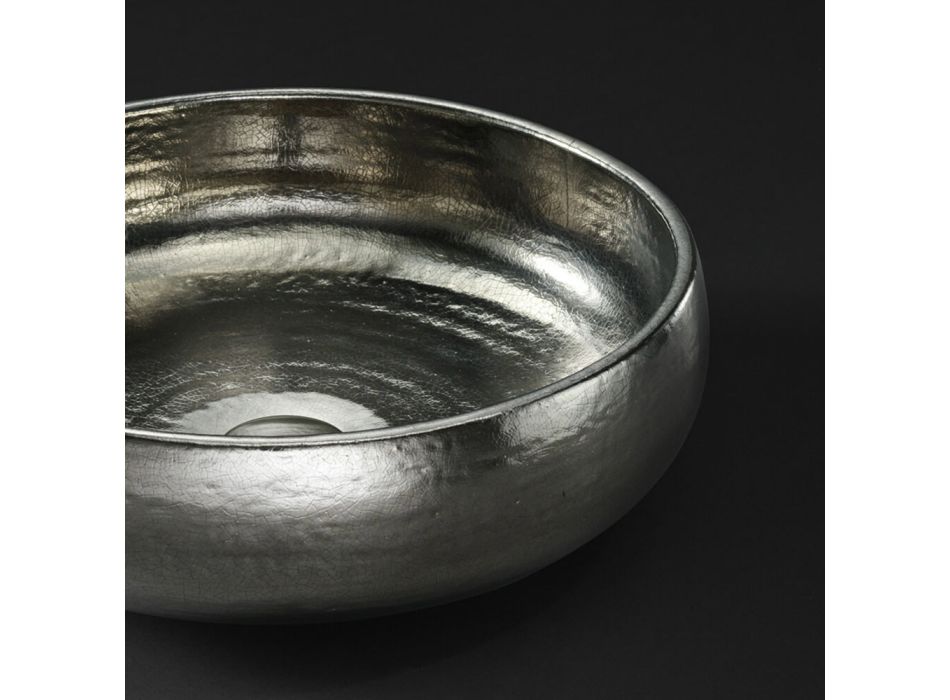 Bordvask i Raku Clay Platinum Finish Made in Italy - Ribano Viadurini