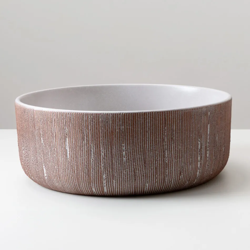 Balance håndstrippet håndvask i naturlig rød jord til bordpladen Viadurini