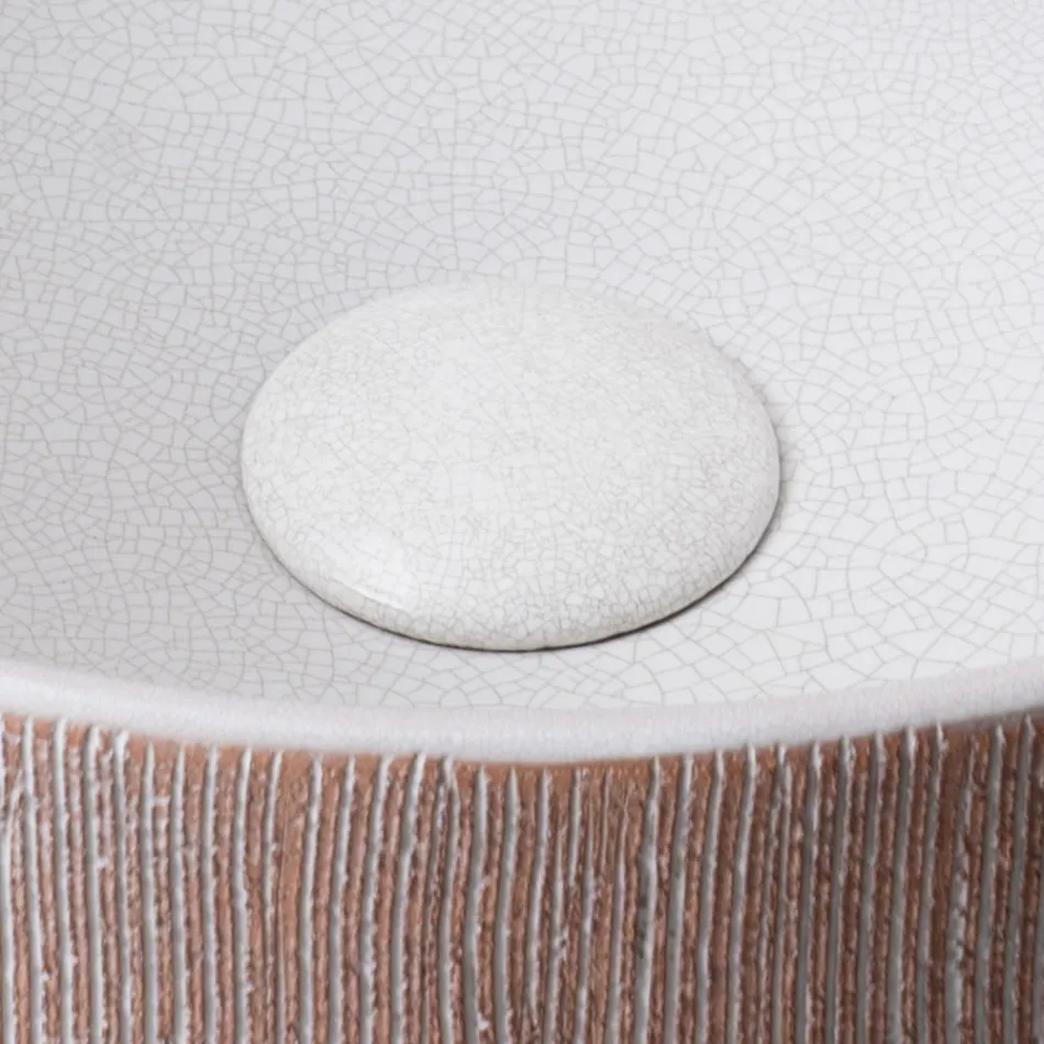 Balance håndstrippet håndvask i naturlig rød jord til bordpladen Viadurini