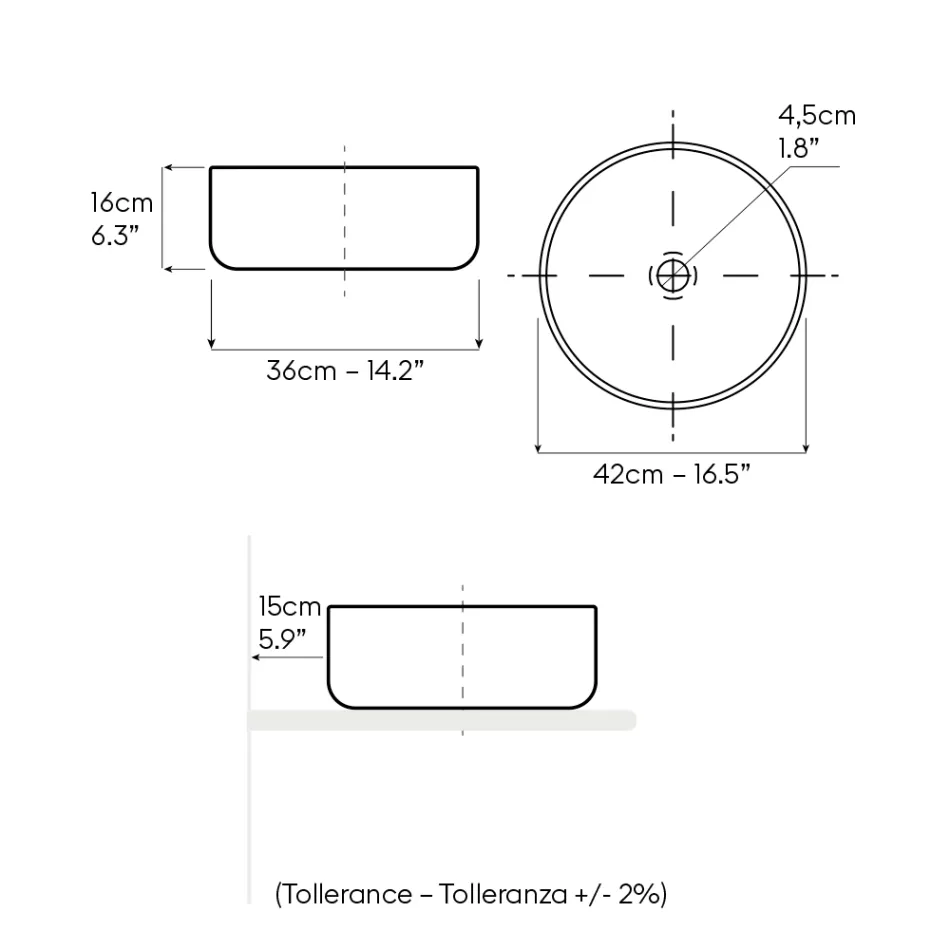 Balance håndstrippet håndvask i naturlig rød jord til bordpladen Viadurini