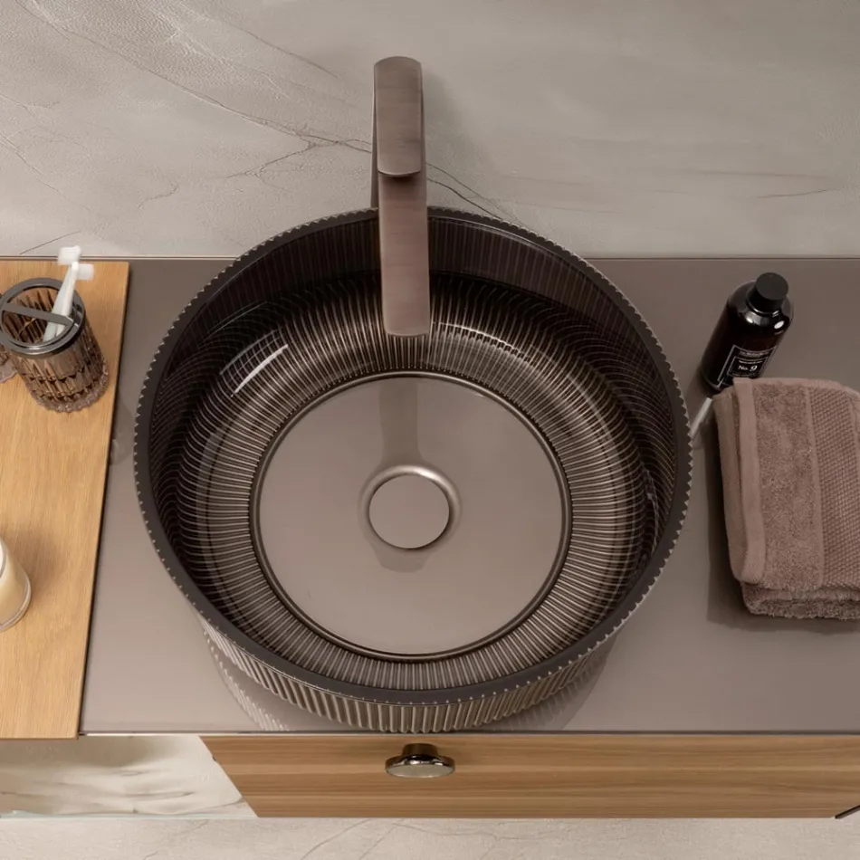 Bordvask i harpiksbelagt og malet venetiansk glas - Excelsior Viadurini