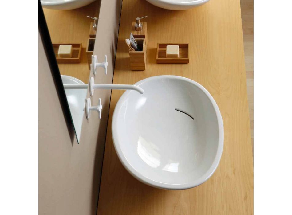 Design skrå keramisk håndvask lavet i Italien Glossy Viadurini