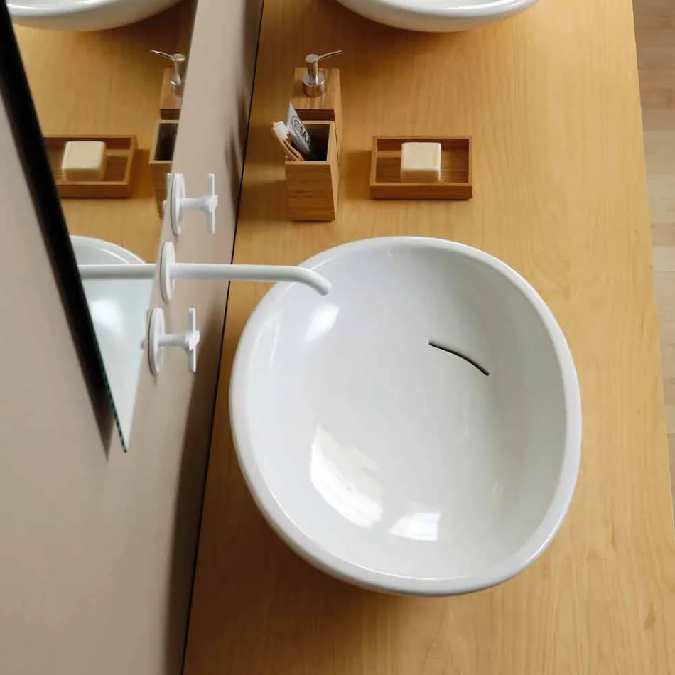 Design skrå keramisk håndvask lavet i Italien Glossy Viadurini