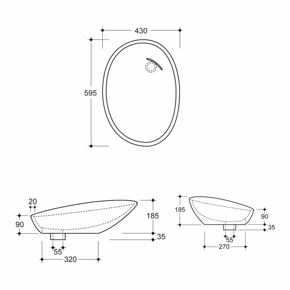 Design skrå keramisk håndvask lavet i Italien Glossy Viadurini