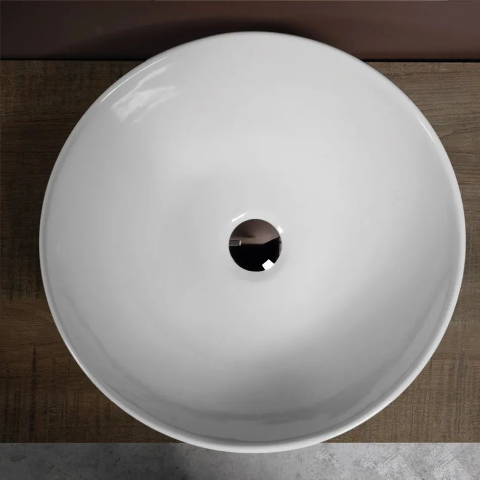 Oval skrå bordplade keramisk håndvask med moderne design - Papavero Viadurini