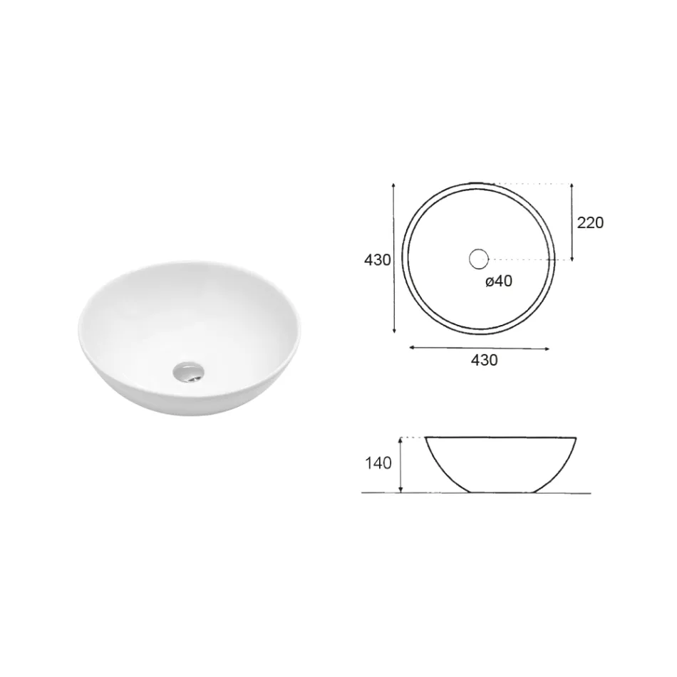 Oval skrå bordplade keramisk håndvask med moderne design - Papavero Viadurini