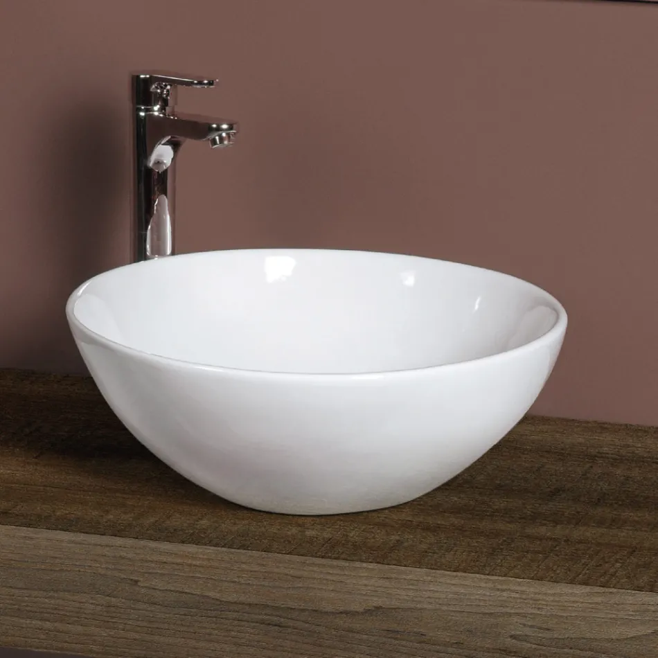 Oval keramisk bordvask med moderne design - Papavero Viadurini