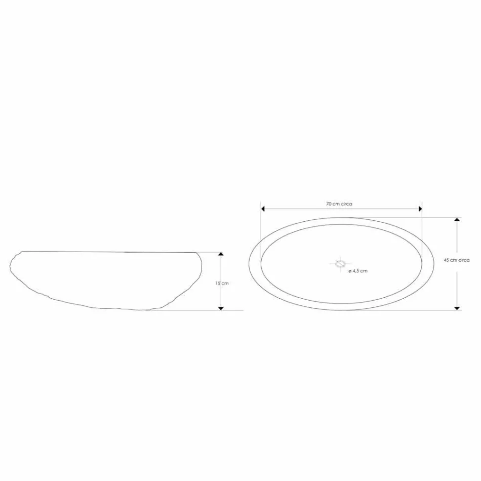 Bordvask håndlavet i River Stone - Aurea Viadurini