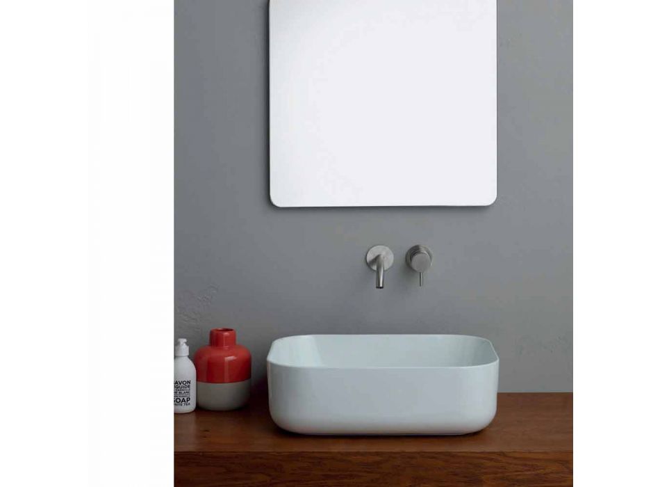 Håndvask moderne støtte i hvid eller farvet keramik stjerne 50x37 cm Viadurini