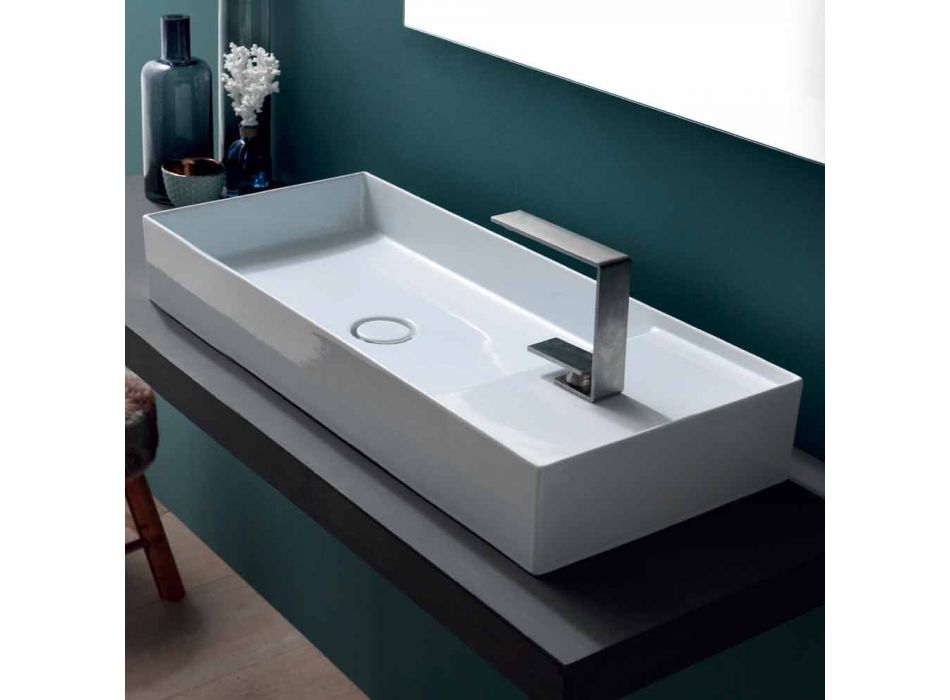 Håndvask moderne støtte i hvid eller farvet keramik Sun 85x37 cm Viadurini
