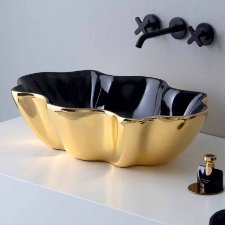 Moderne bordplade i guld og sort keramik lavet i Italien Cube Viadurini