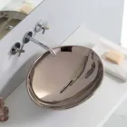 Moderne bordtæppe keramisk håndvask i platin lavet i Italien Dyr Viadurini