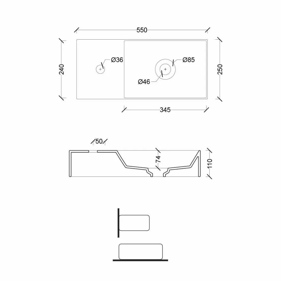Rektangulær keramisk bordplade lavet i Italien - akt Viadurini