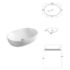 Oval bordvask i hvid keramik med moderne design - Papavero Viadurini