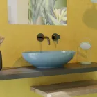 Oval bordplade håndvask i blank keramik L 50 cm Made in Italy - Færge Viadurini