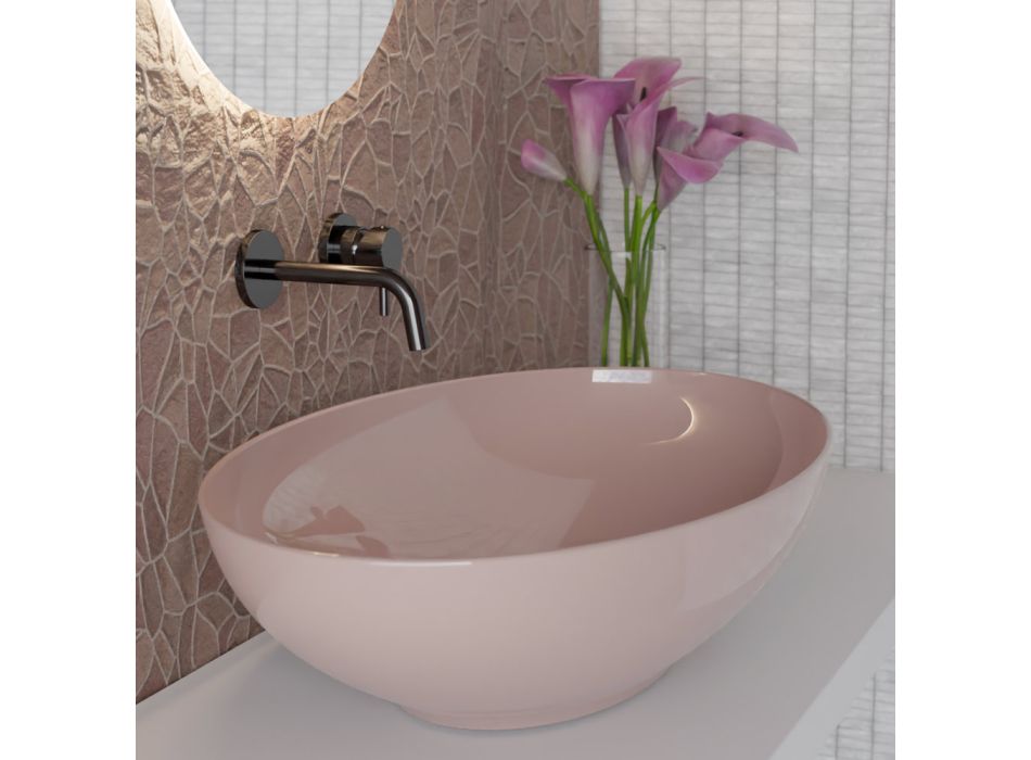 Oval bordplade håndvask i blank keramik L 50 cm Made in Italy - Færge Viadurini