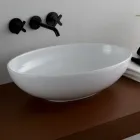 Oval bordplade håndvask i blank keramik Fremstillet i Italien - Færge Viadurini