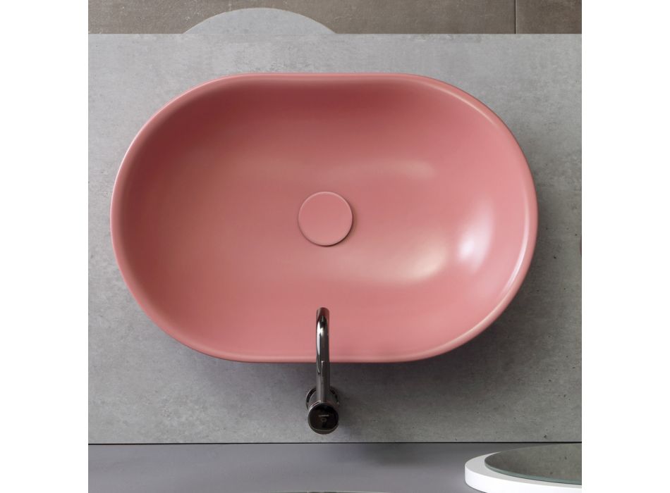 Oval bordplade håndvask i Matt Keramik Fremstillet i Italien - Nelly Viadurini