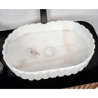 Oval bordplade håndvask til badeværelset Lavet af hvid marmor - Cunzite Viadurini