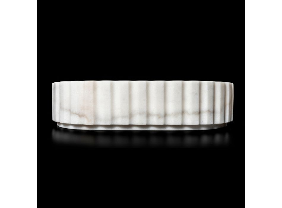 Oval bordplade håndvask til badeværelset Lavet af hvid marmor - Cunzite Viadurini