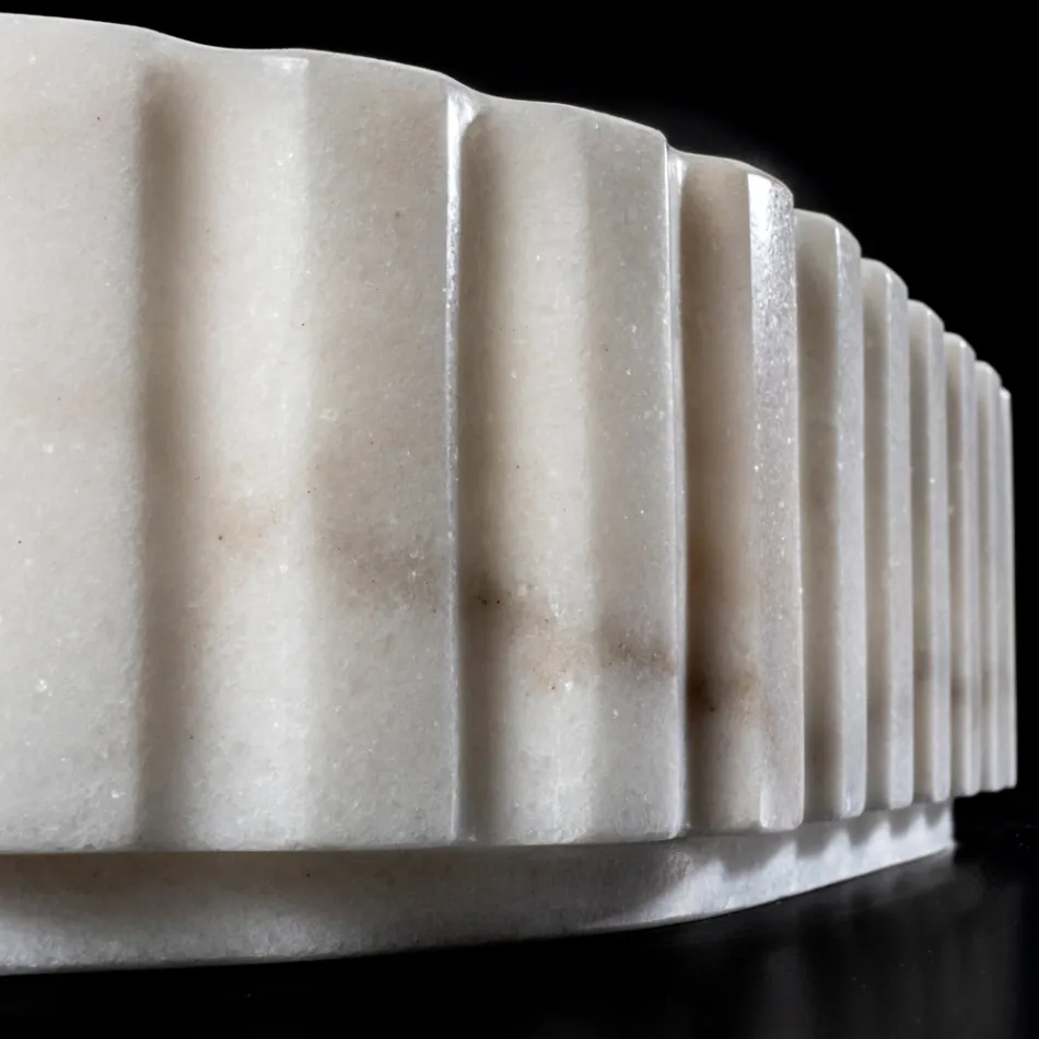 Oval bordplade håndvask til badeværelset Lavet af hvid marmor - Cunzite Viadurini