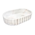 Oval bordplade håndvask til badeværelset Lavet af hvid marmor - Cunzite