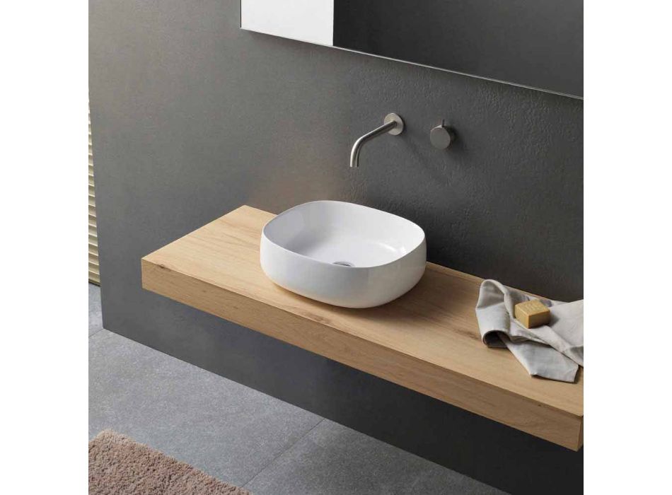 Bordvask i hvid keramisk moderne ovalt design - Tune3 Viadurini