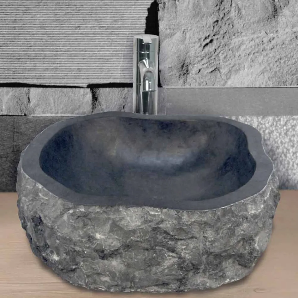 Håndvask Støtte Piece i sort marmor Mumbai Viadurini