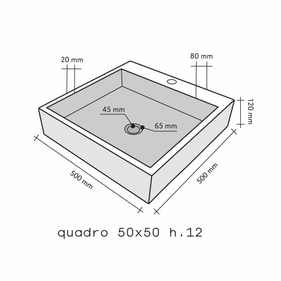 Håndvask Support Square i Basalt Black Ban Viadurini
