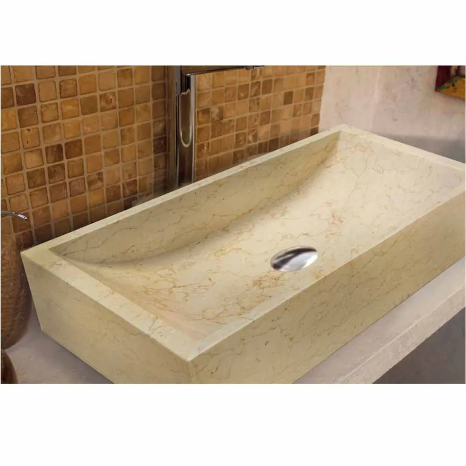 Håndvask Støtte i Natural Beige Stone Square Jakarta Viadurini