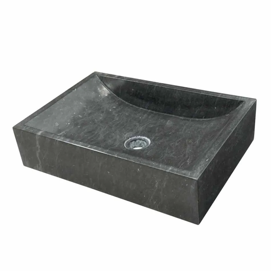 Håndvask Square Støtte i Natural Black Stone Jakarta Viadurini