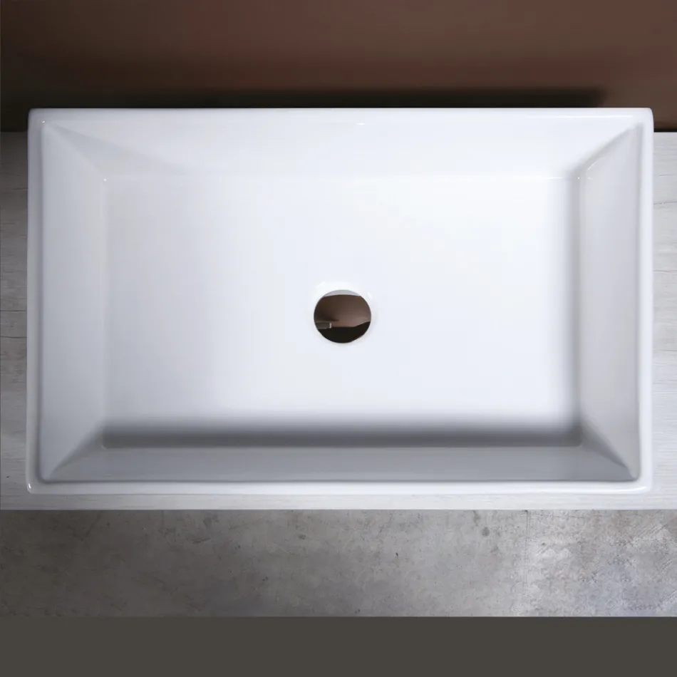Rektangulær keramisk bordvask med et moderne design - Papavero Viadurini