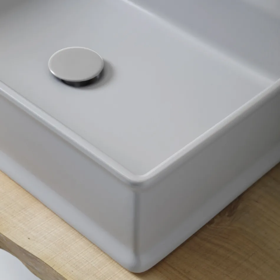 Rektangulær bord til håndvask i mat keramik Fremstillet i Italien - Debora Viadurini