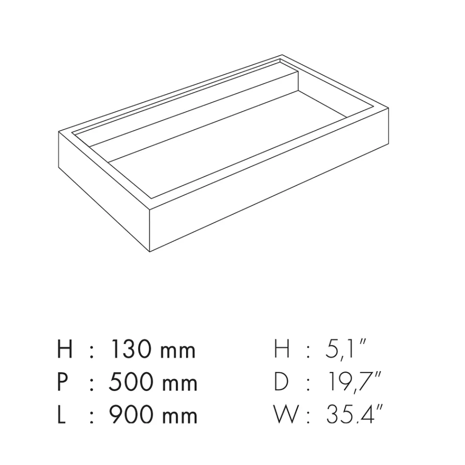 Rektangulær bordplade håndvask i porcelænsstentøj Fremstillet i Italien - Cervia Viadurini