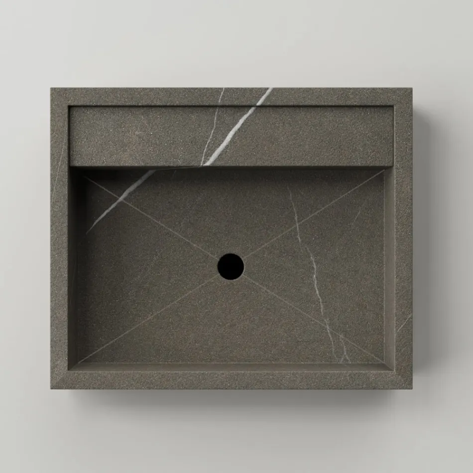 Rektangulær bordplade håndvask i porcelænsstentøj Fremstillet i Italien - Cervia Viadurini