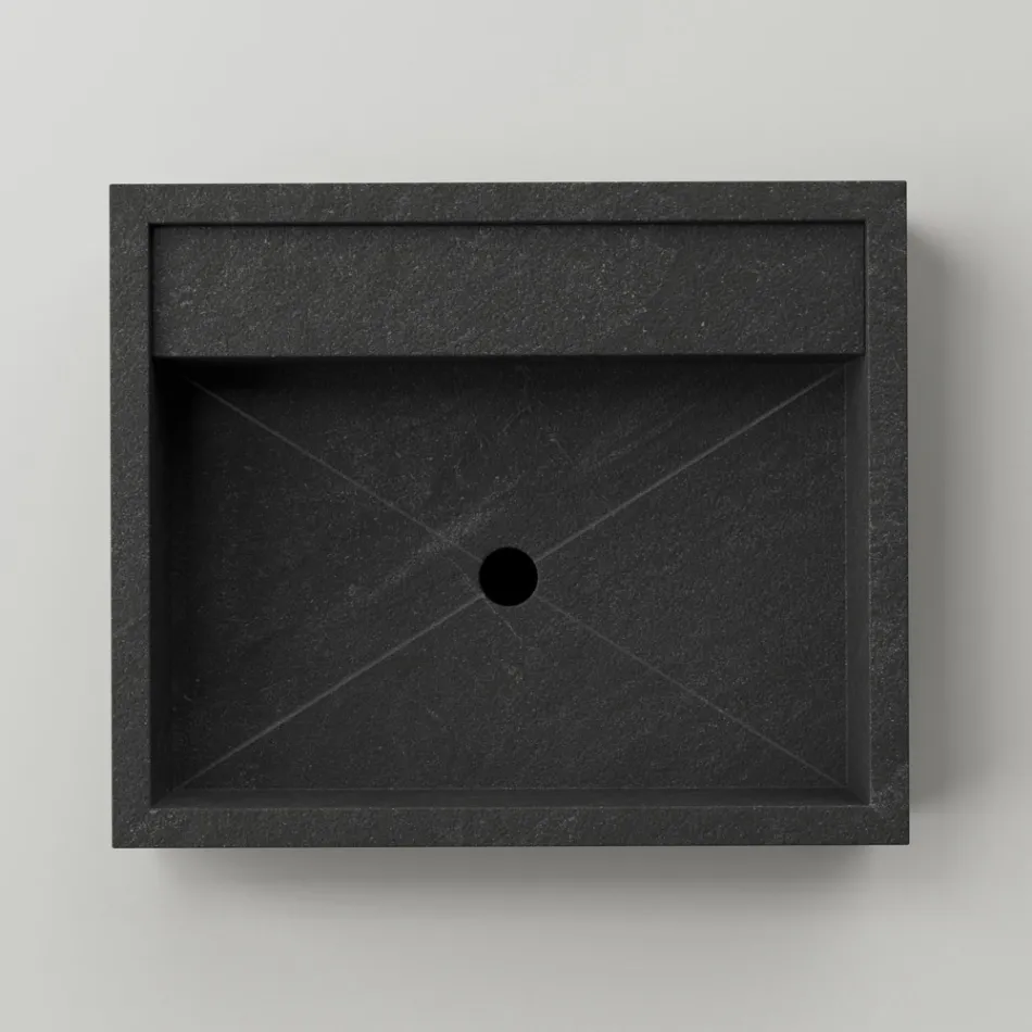 Rektangulær bordplade håndvask i porcelænsstentøj Fremstillet i Italien - Cervia Viadurini