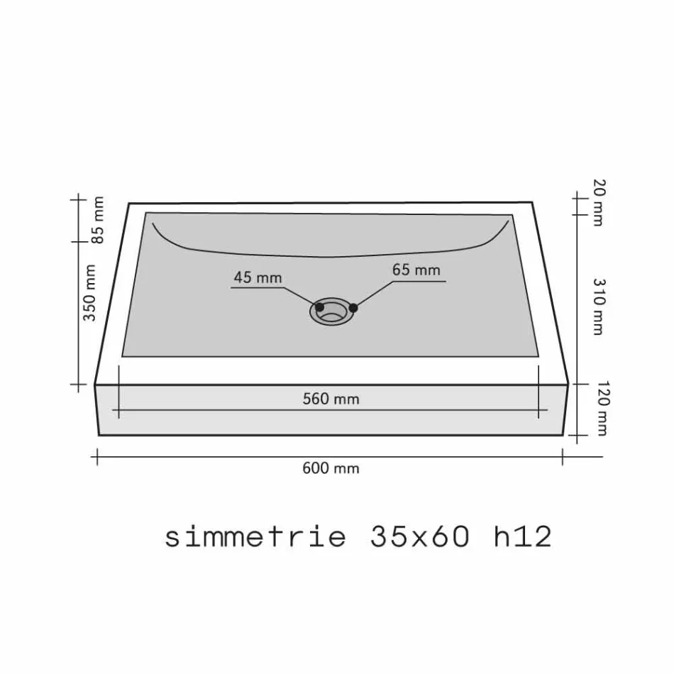 Håndvask Rektangulær Støtte i Natural Stone Grey Satun Viadurini