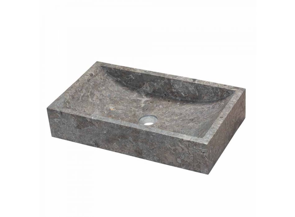 Håndvask Rektangulær Støtte i Natural Stone Grey Satun Viadurini