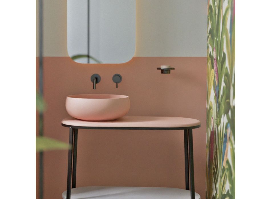 Rund bordplade håndvask i farvet keramik Made in Italy - Skål Viadurini