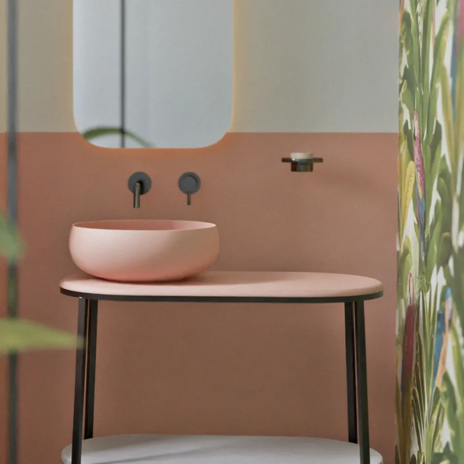 Rund bordplade håndvask i farvet keramik Made in Italy - Skål Viadurini