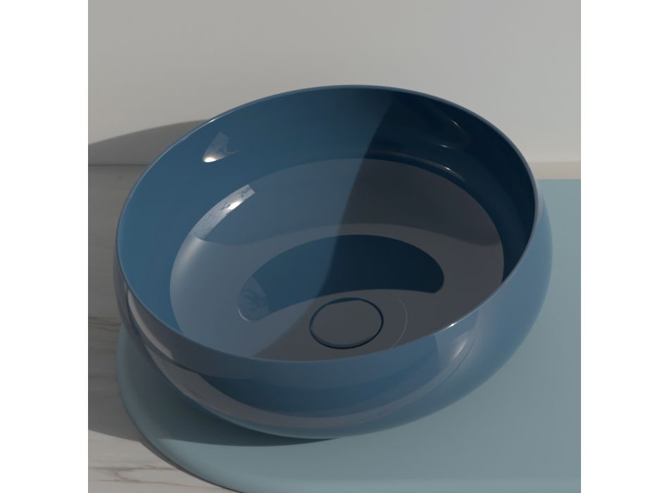 Rund bordplade håndvask i farvet keramik Made in Italy - Skål Viadurini