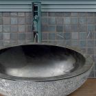 Håndvask support Rotondo Stone-Natural Black Udvendig Raw Pai Viadurini
